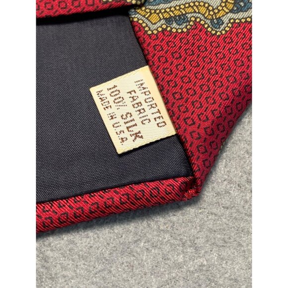 John Henry Mens Red Paisley Silk Tie Made in USA Vintage Necktie - Picture 4 of 5